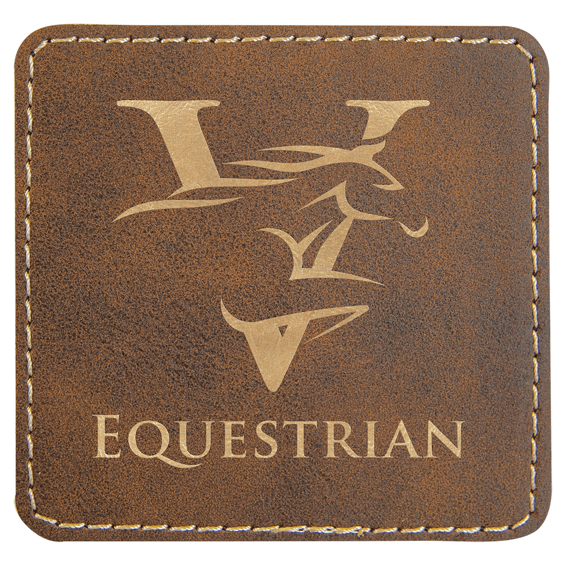 3" x 3" Square Rustic/Gold Laserable Leatherette Patch with Kota Pro Adhesive