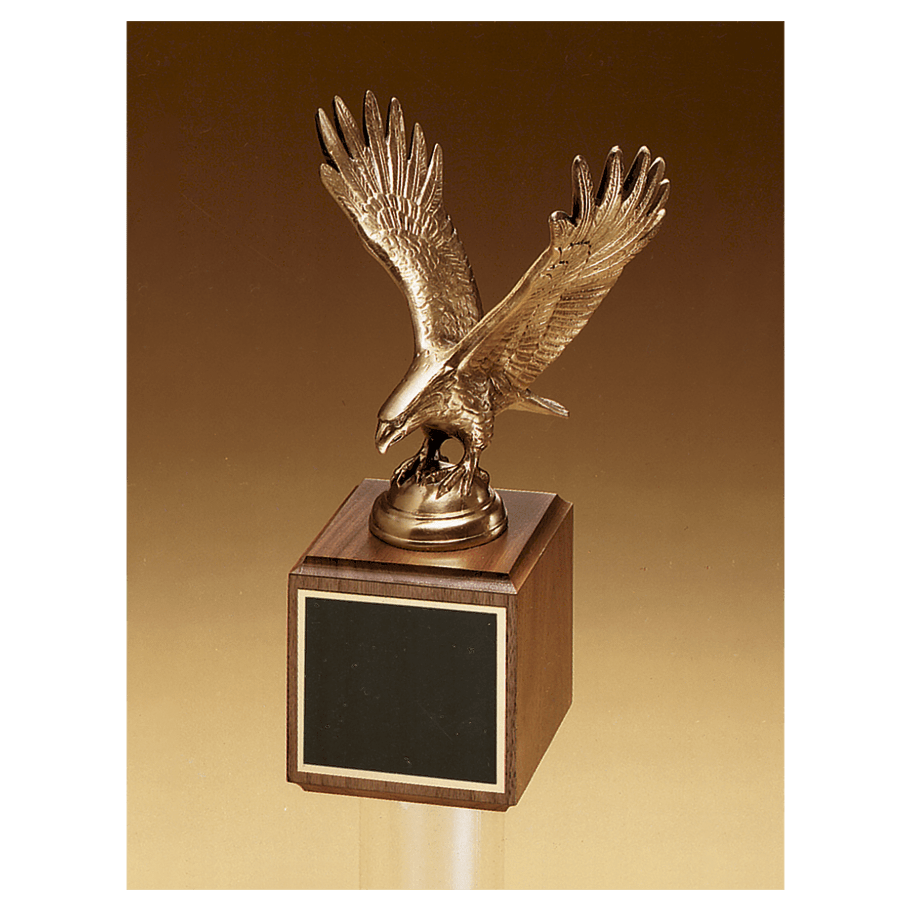 10 3/4" Fully Modeled Antique Bronze Eagle Casting on a Walnut Base with Laserable Engraving Plate