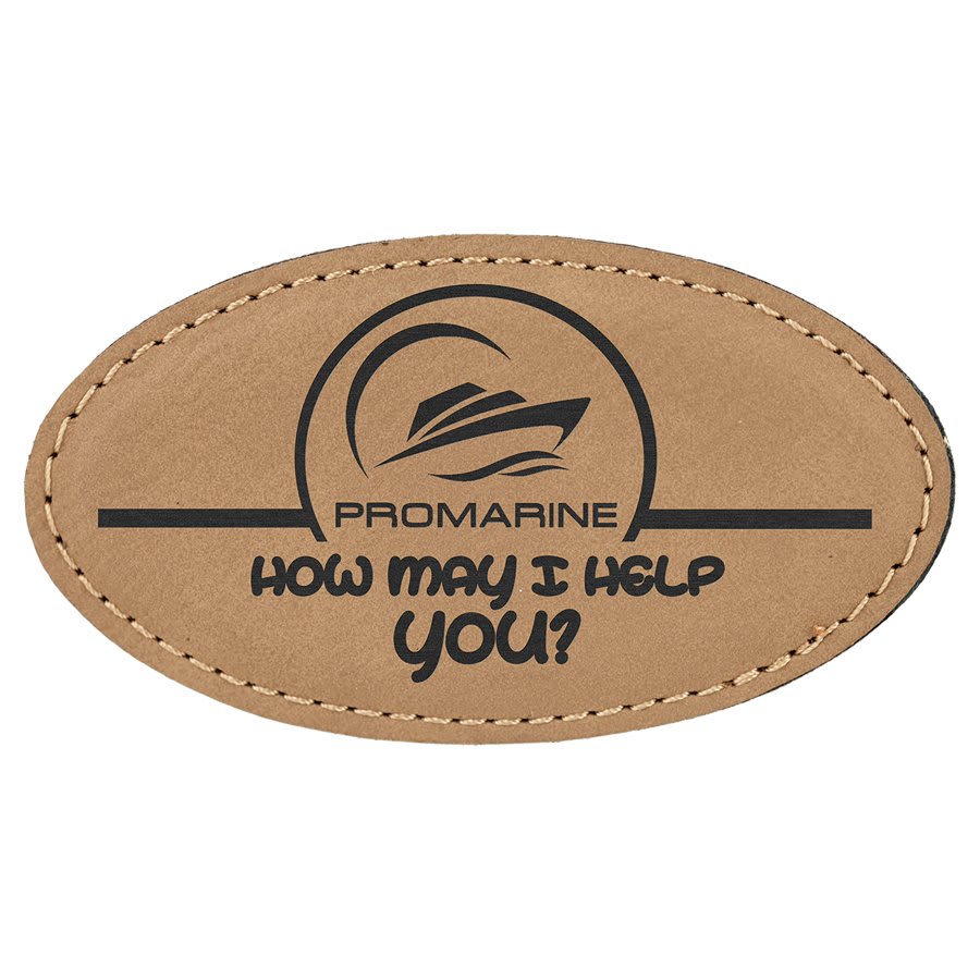 3 1/4" x 1 3/4" Light Laserable Leatherette Oval Badge Blank with Magnet
