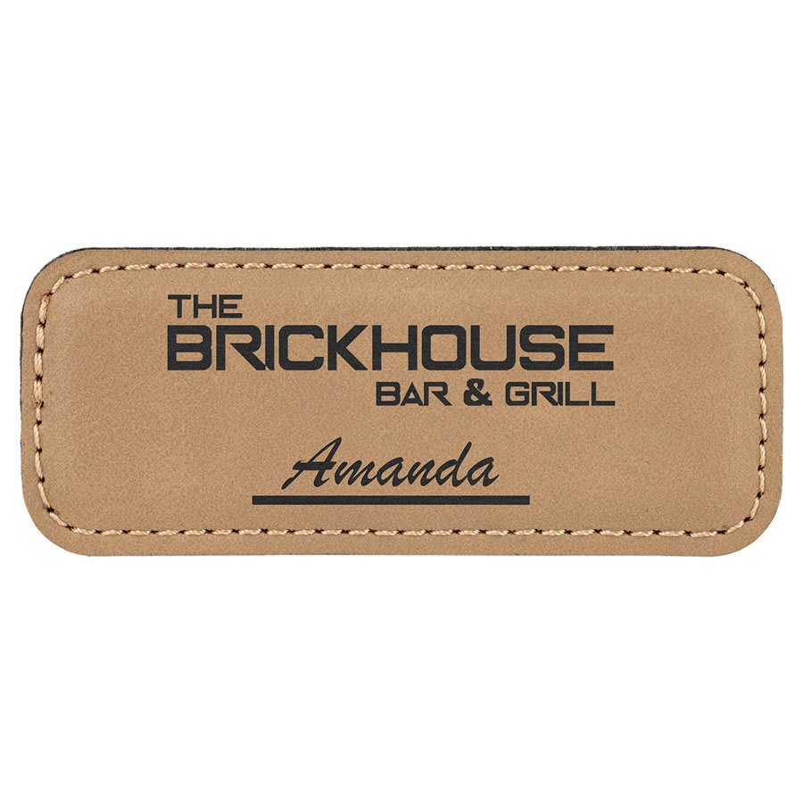 3 1/4" x 1 1/4" Light Laserable Leatherette Badge Blank with Magnet