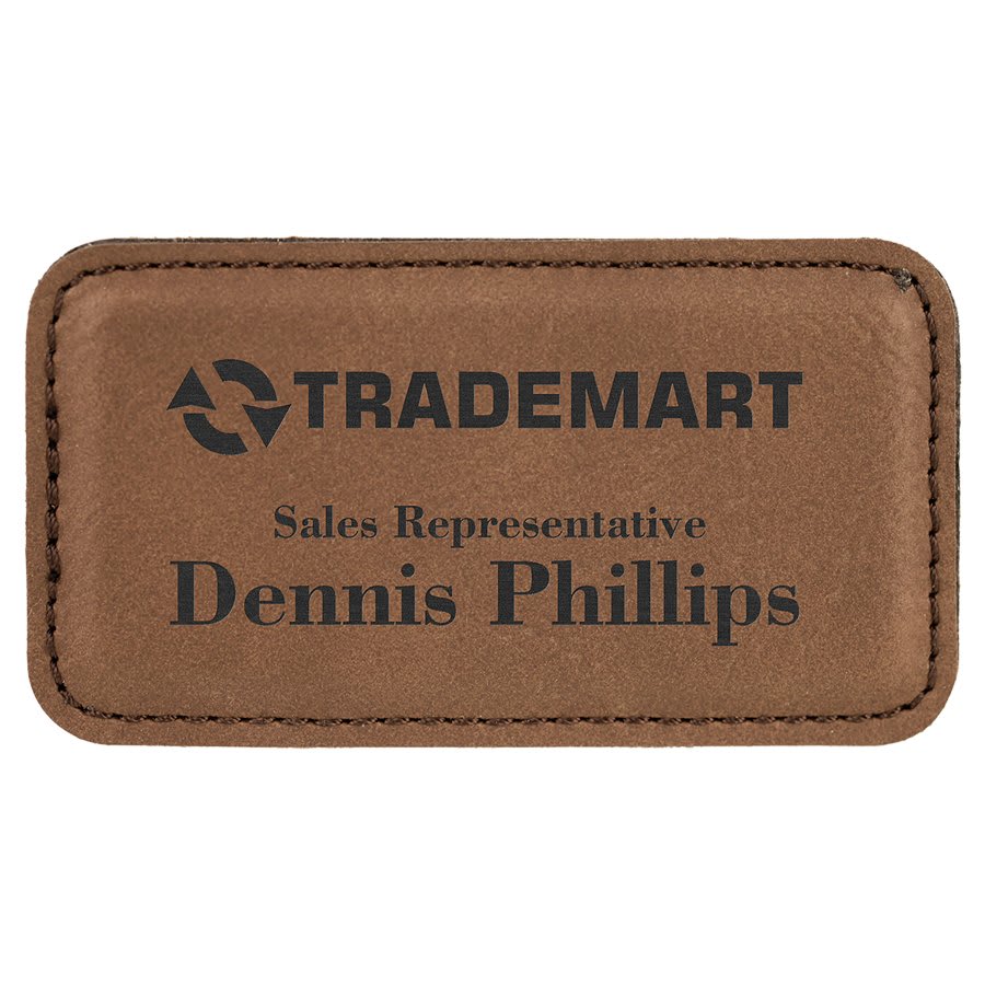 3 1/4" x 1 3/4" Dark Laserable Leatherette Badge Blank with Magnet