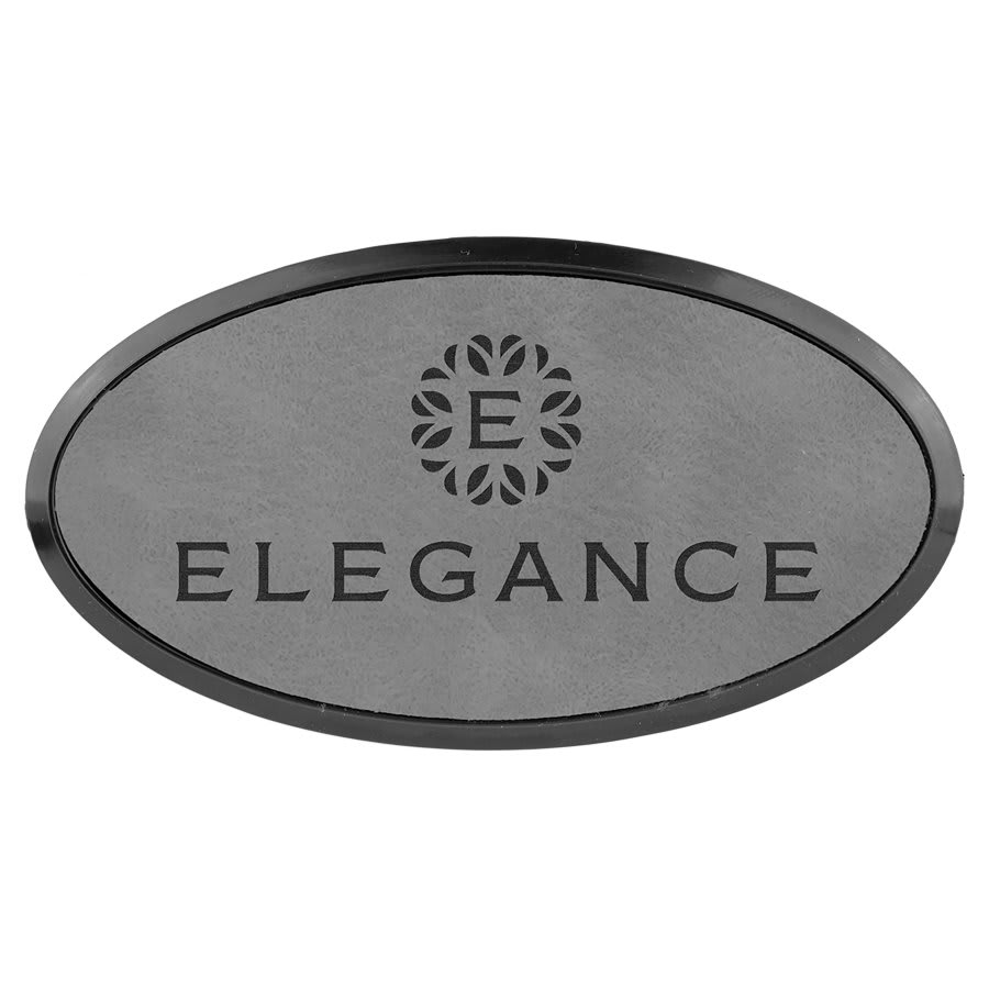3" x 1 1/2" Laserable Leatherette Oval Badge & Frame