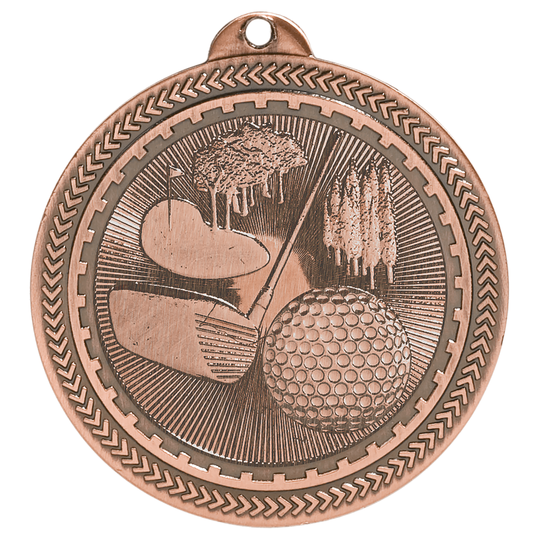 2" Antique Golf Laserable BriteLazer Medal