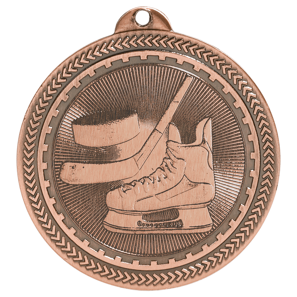 2" Antique Hockey Laserable BriteLazer Medal