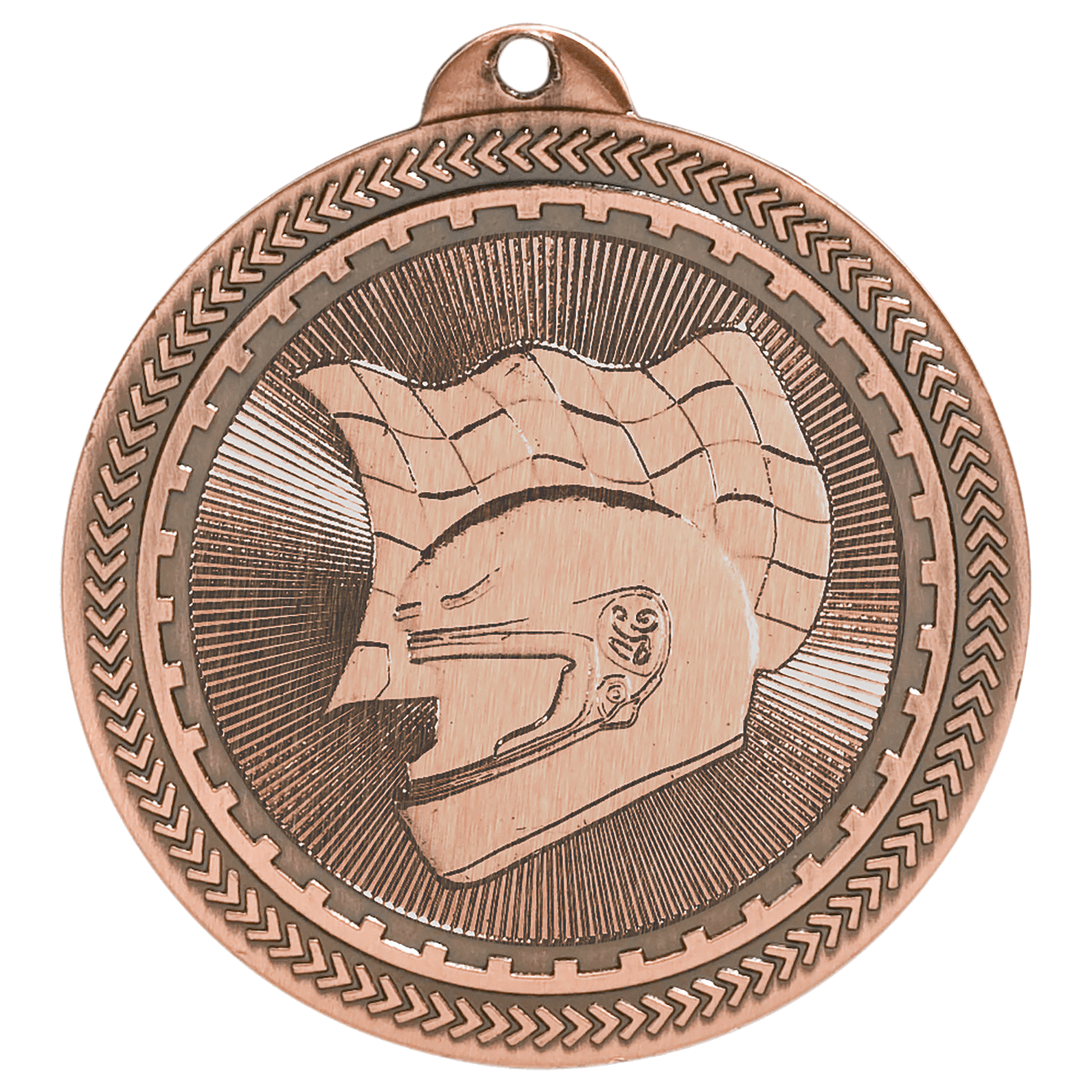 2" Antique Racing Laserable BriteLazer Medal