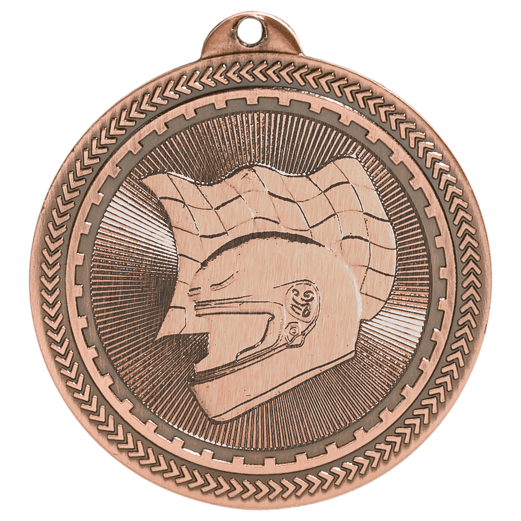 2" Antique Racing Laserable BriteLazer Medal