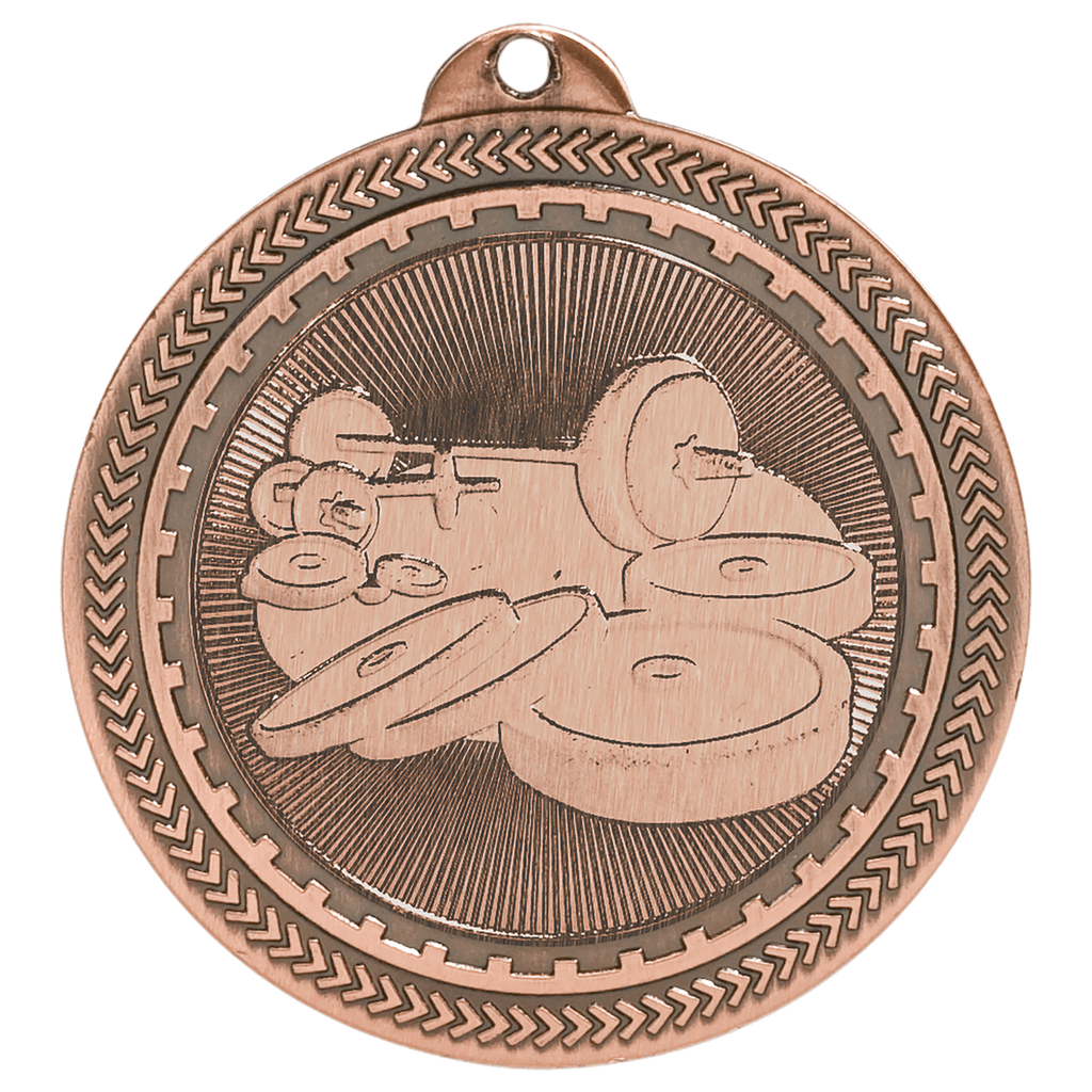 2" Antique Weightlifting Laserable BriteLazer Medal