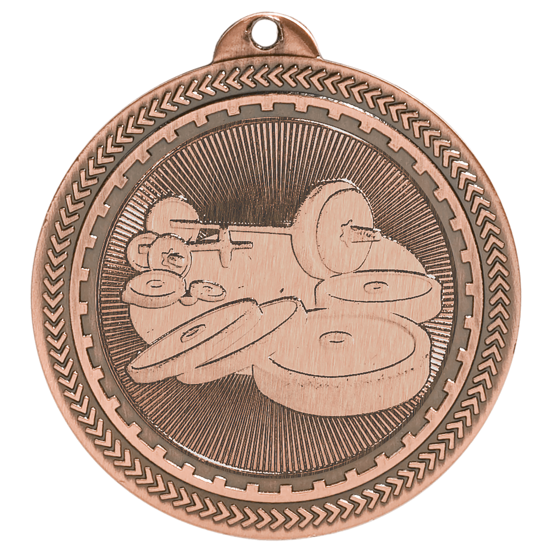2" Antique Weightlifting Laserable BriteLazer Medal