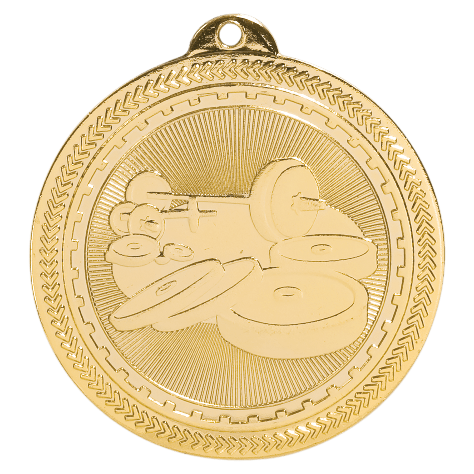 2" Bright Weightlifting Laserable BriteLazer Medal