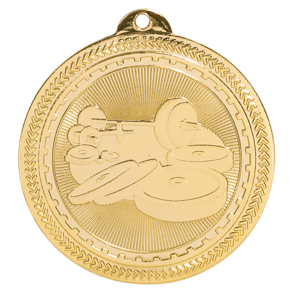 2" Bright Weightlifting Laserable BriteLazer Medal