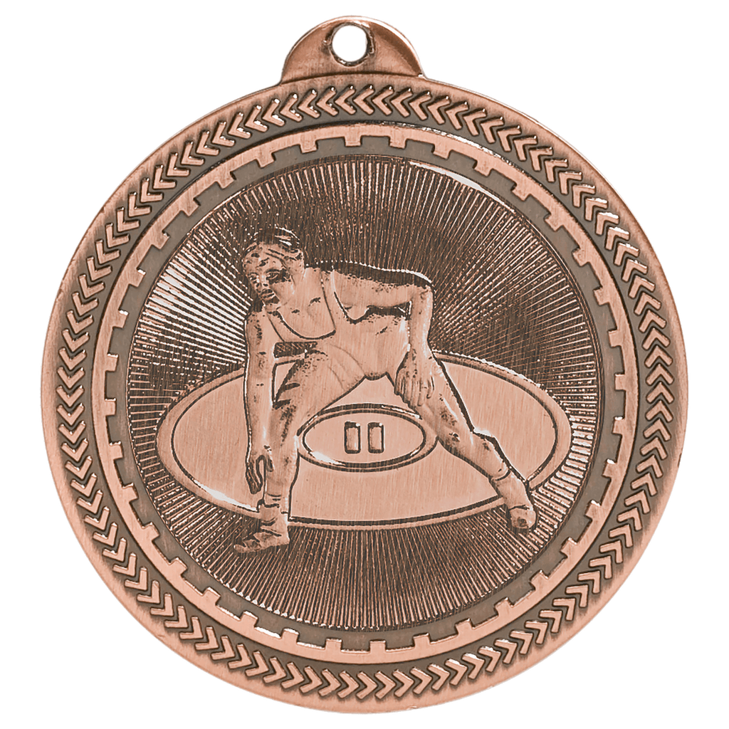 2" Antique Wrestling Laserable BriteLazer Medal