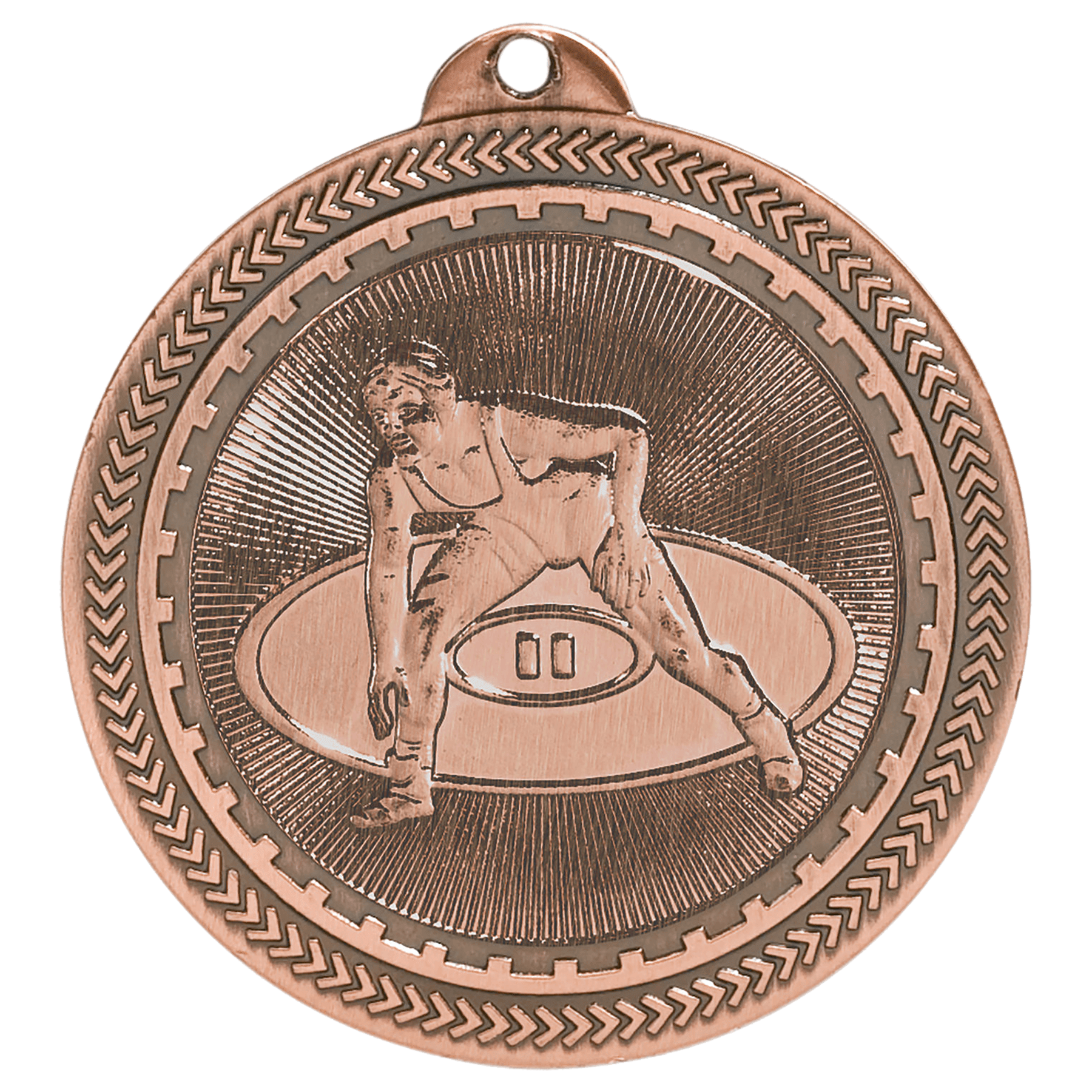 2" Antique Wrestling Laserable BriteLazer Medal