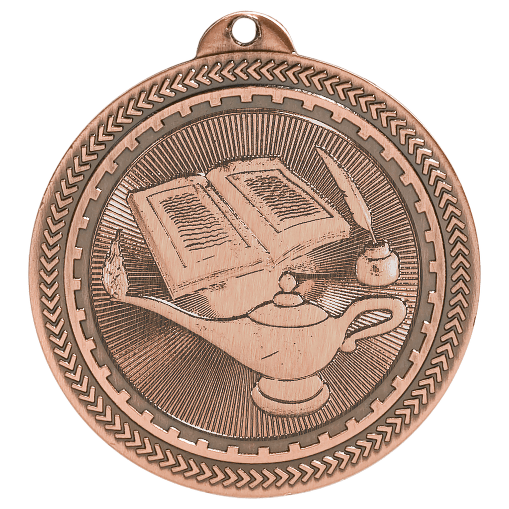 2" Antique Lamp of Knowledge Laserable BriteLazer Medal