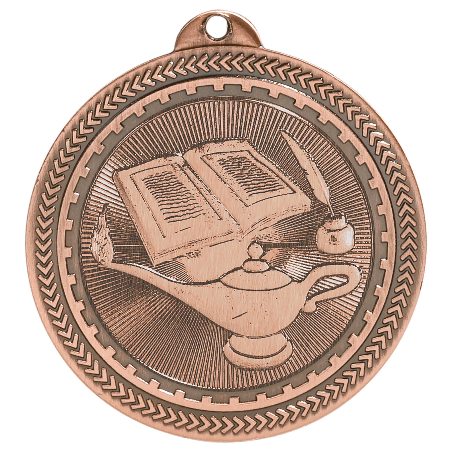 2" Antique Lamp of Knowledge Laserable BriteLazer Medal