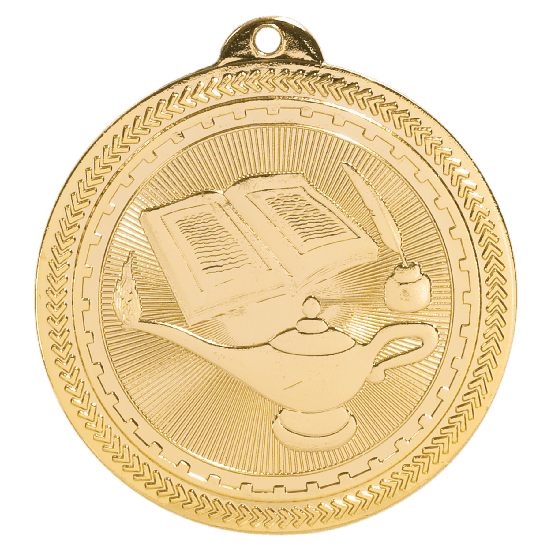 2" Bright Lamp of Knowledge Laserable BriteLazer Medal