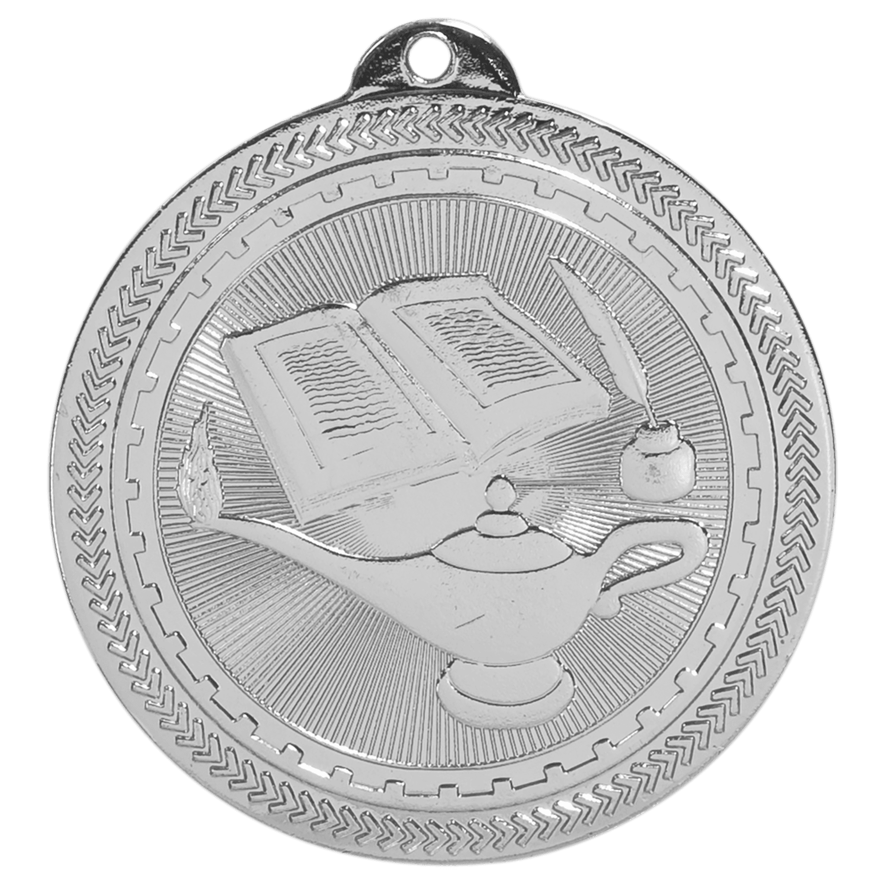 2" Bright Lamp of Knowledge Laserable BriteLazer Medal