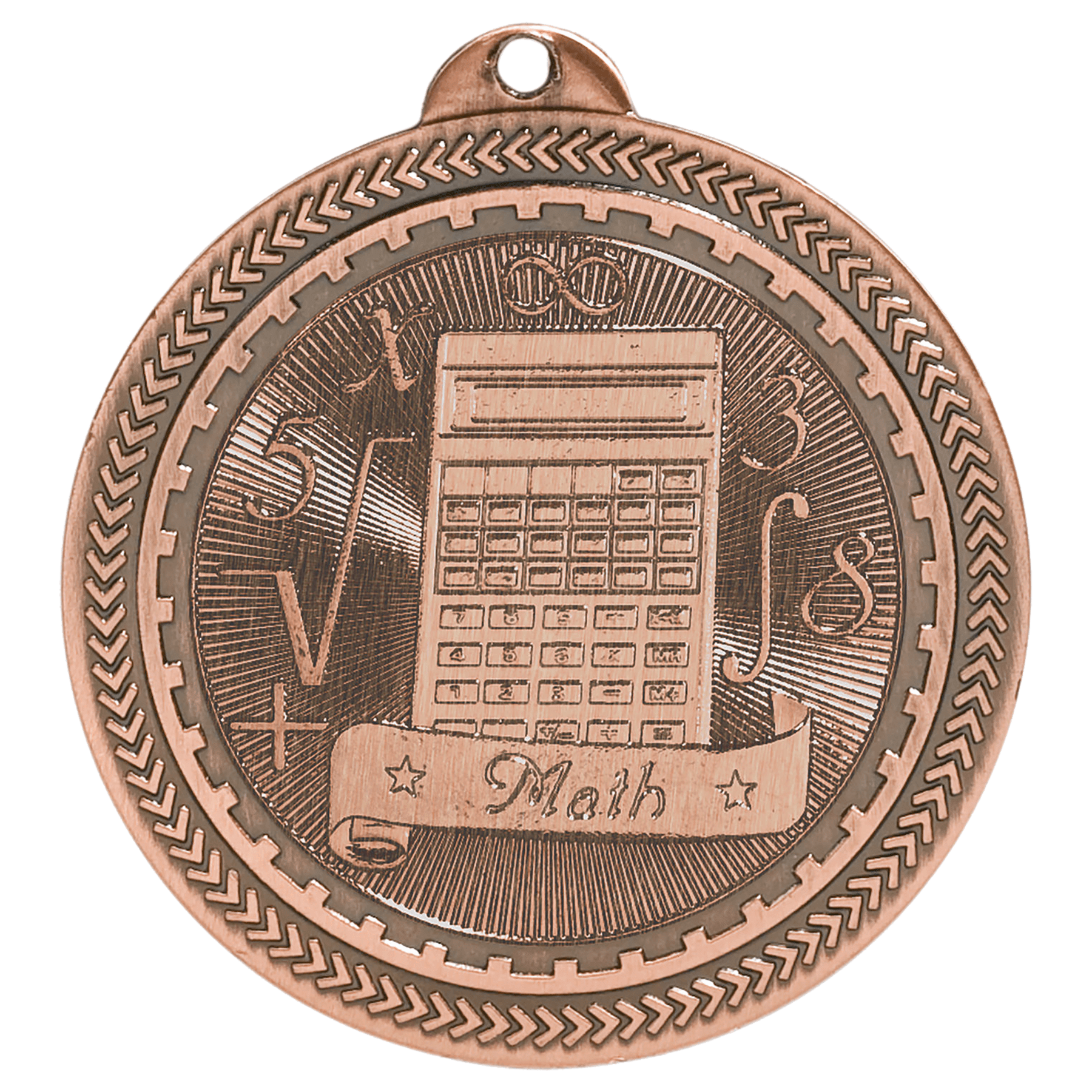 2" Antique Math Laserable BriteLazer Medal