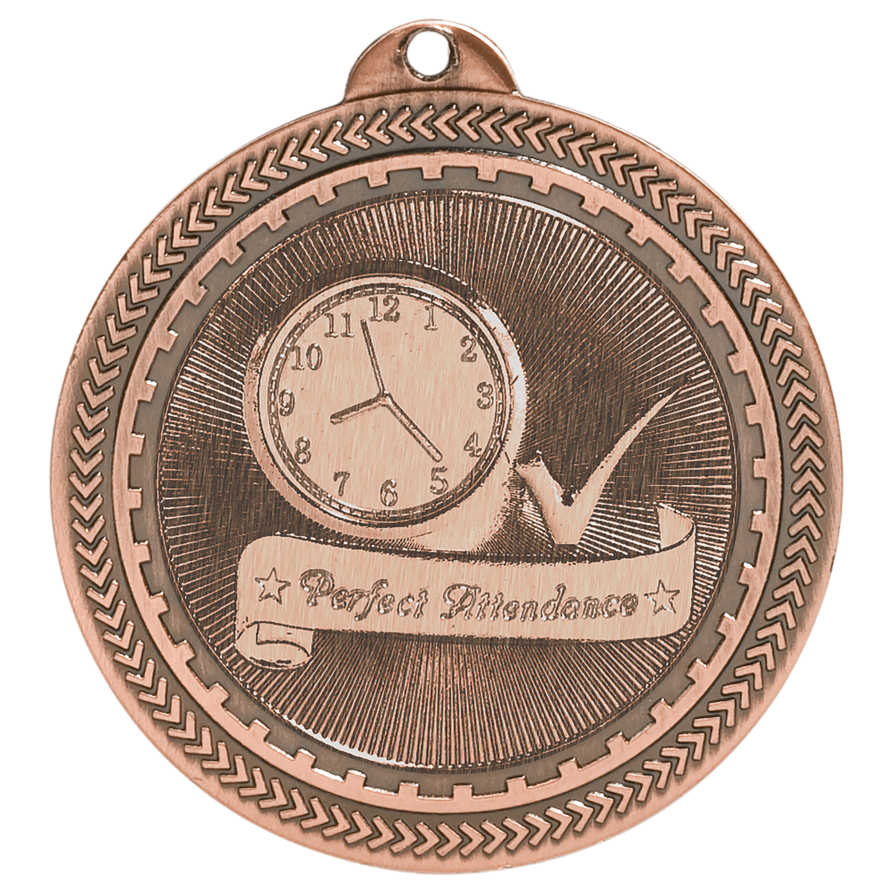 2" Antique Perfect Attendance Laserable BriteLazer Medal