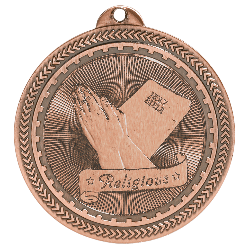 2" Antique Religious Laserable BriteLazer Medal