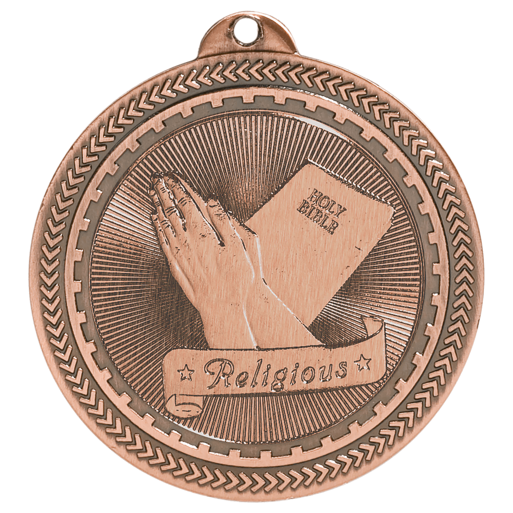 2" Antique Religious Laserable BriteLazer Medal