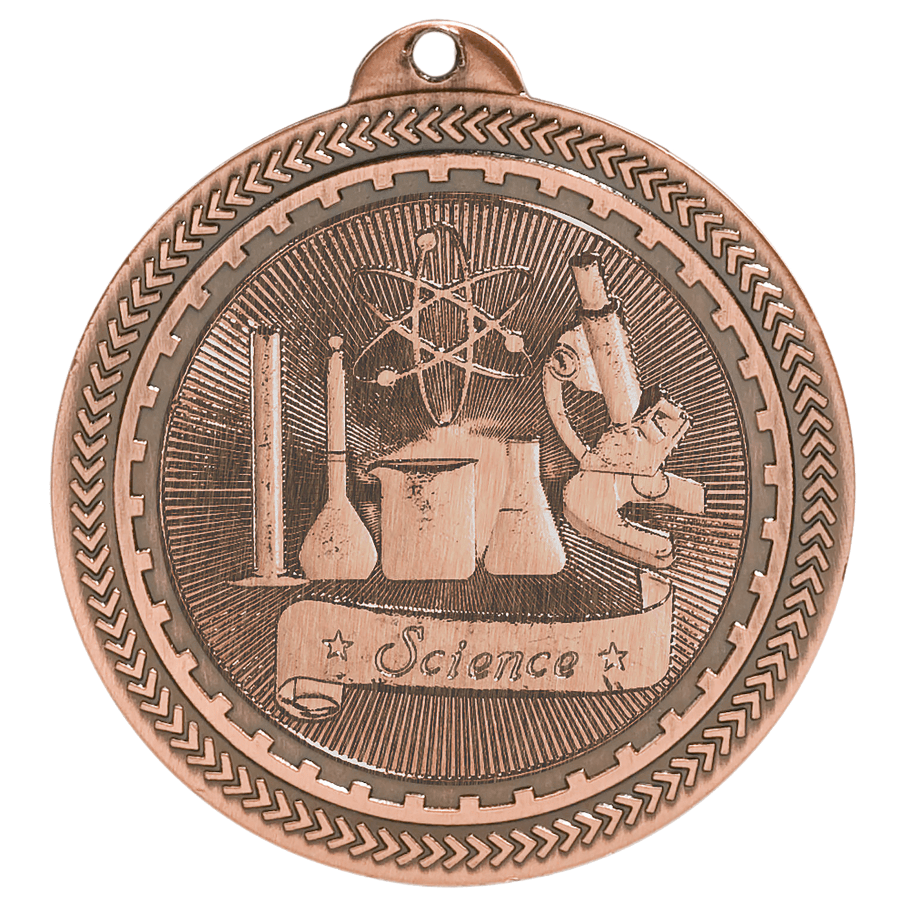 2" Antique Science Laserable BriteLazer Medal