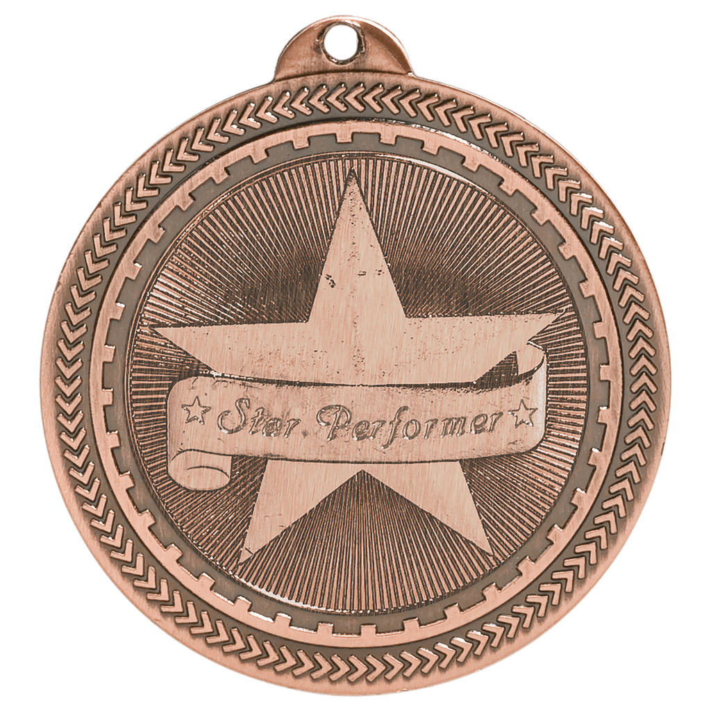 2" Antique Star Performer Laserable BriteLazer Medal
