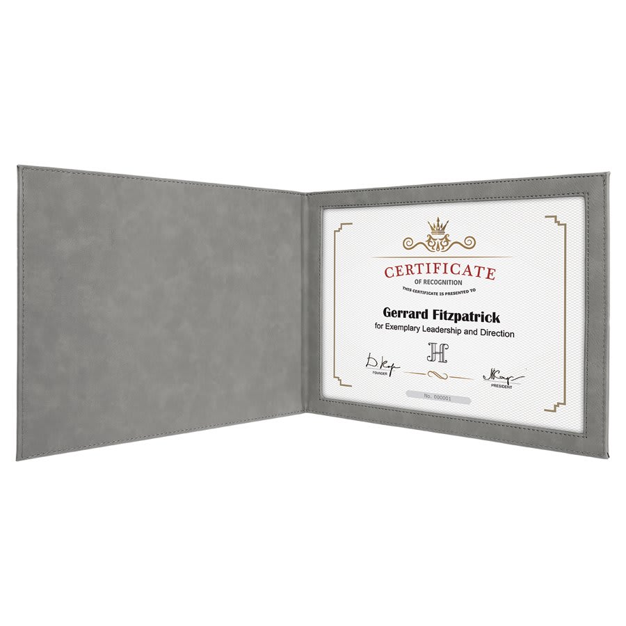 9" x 12" Laserable Leatherette Certificate Holder for 8 1/2" x 11"