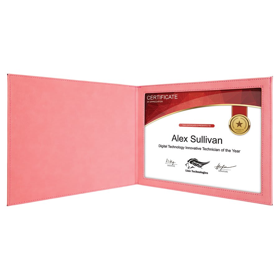 9" x 12" Laserable Leatherette Certificate Holder for 8 1/2" x 11"