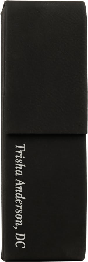 6 1/2" x 2"/Silver Laserable Leatherette Double Pen Case