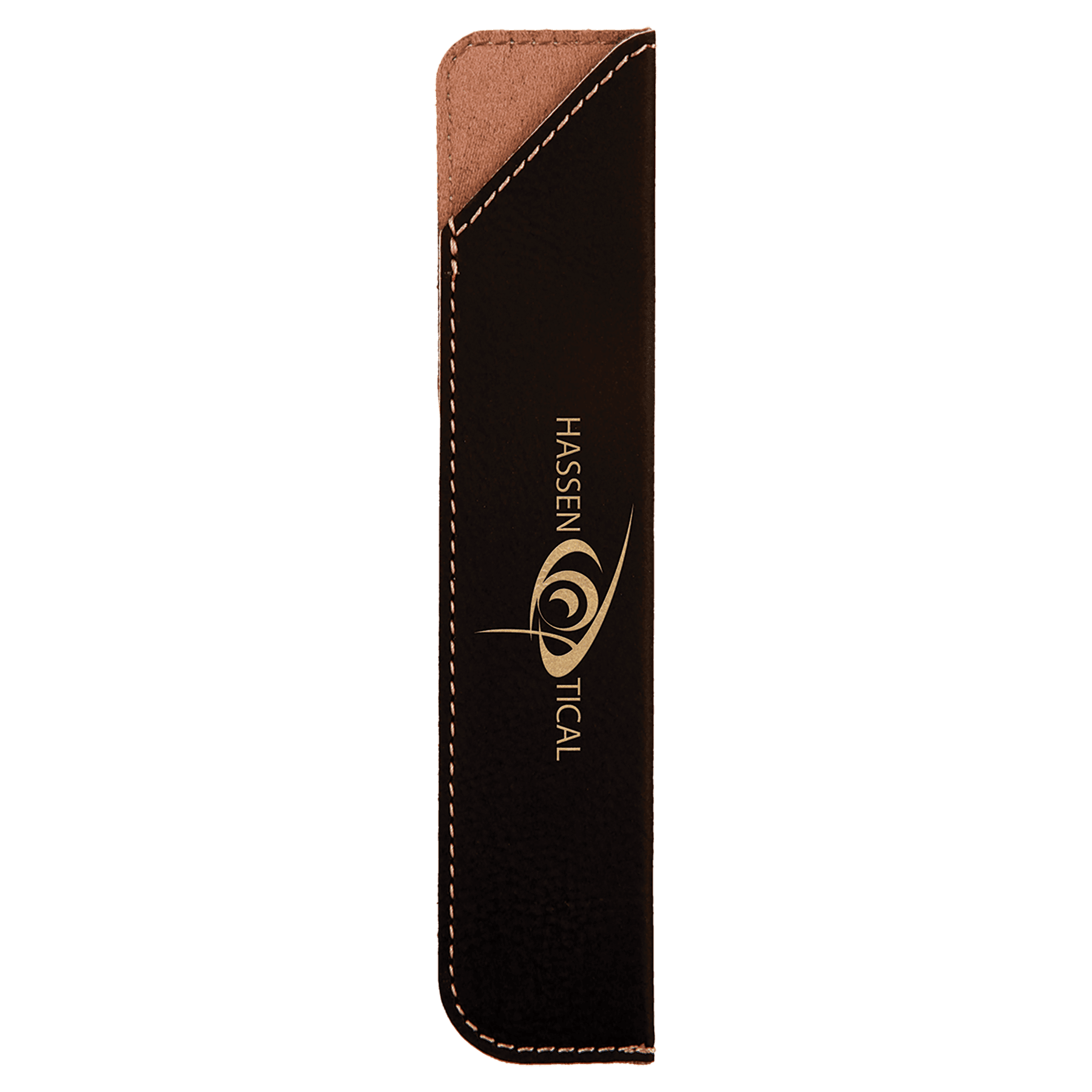6 1/4"/Gold Laserable Leatherette Pen Sleeve