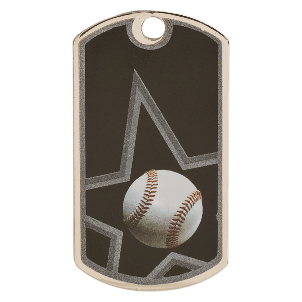 2"/Silver Baseball Laserable Star Dog Tag