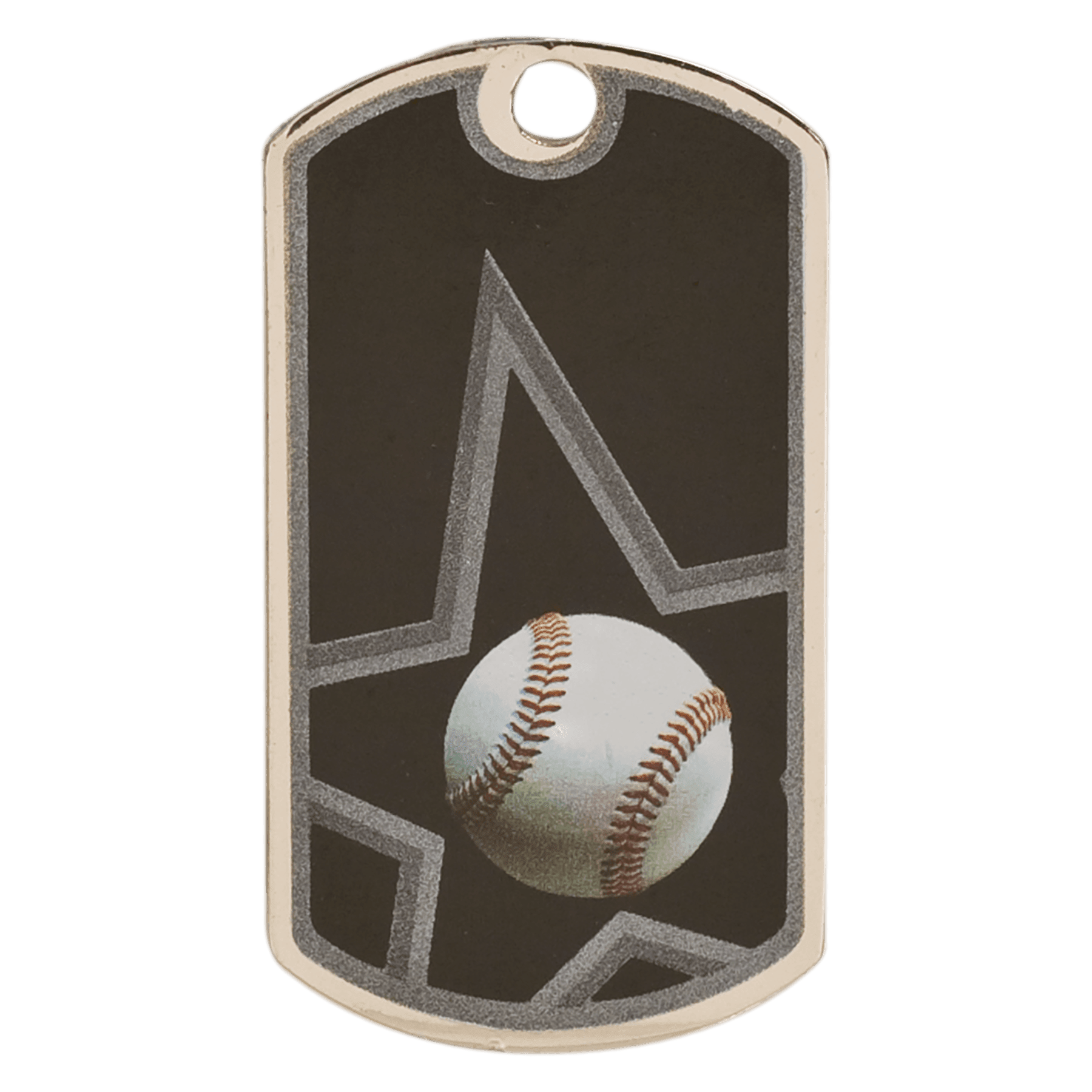 2"/Silver Baseball Laserable Star Dog Tag