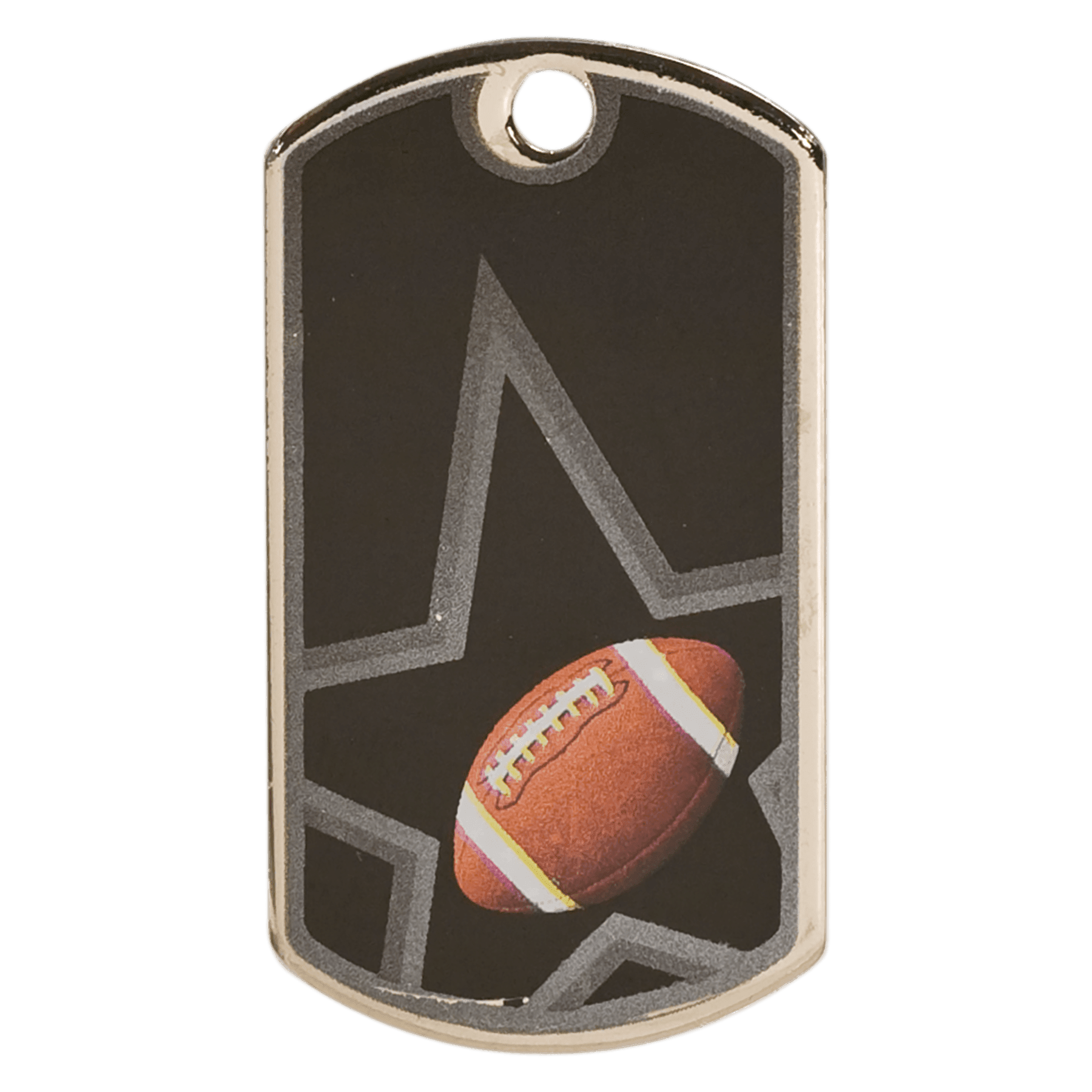 2"/Silver Football Laserable Star Dog Tag