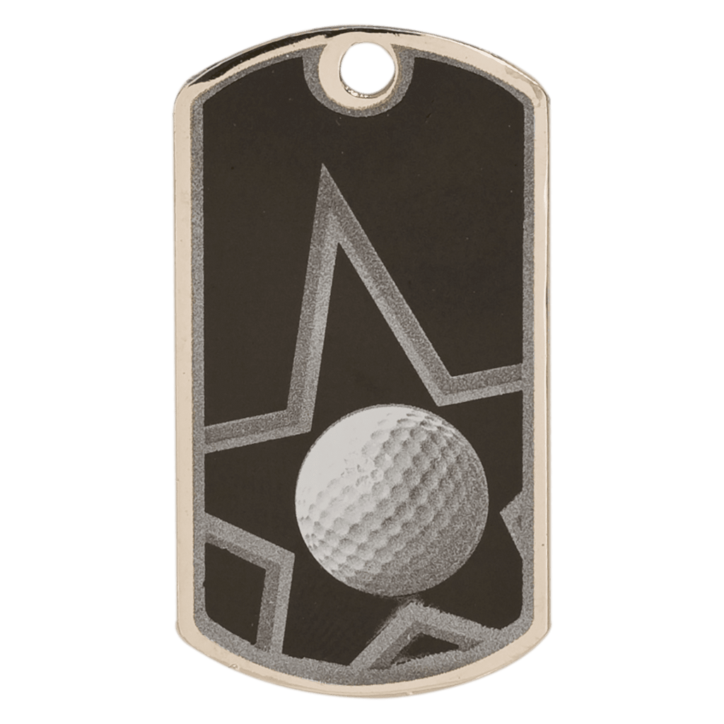 2"/Silver Golf Laserable Star Dog Tag