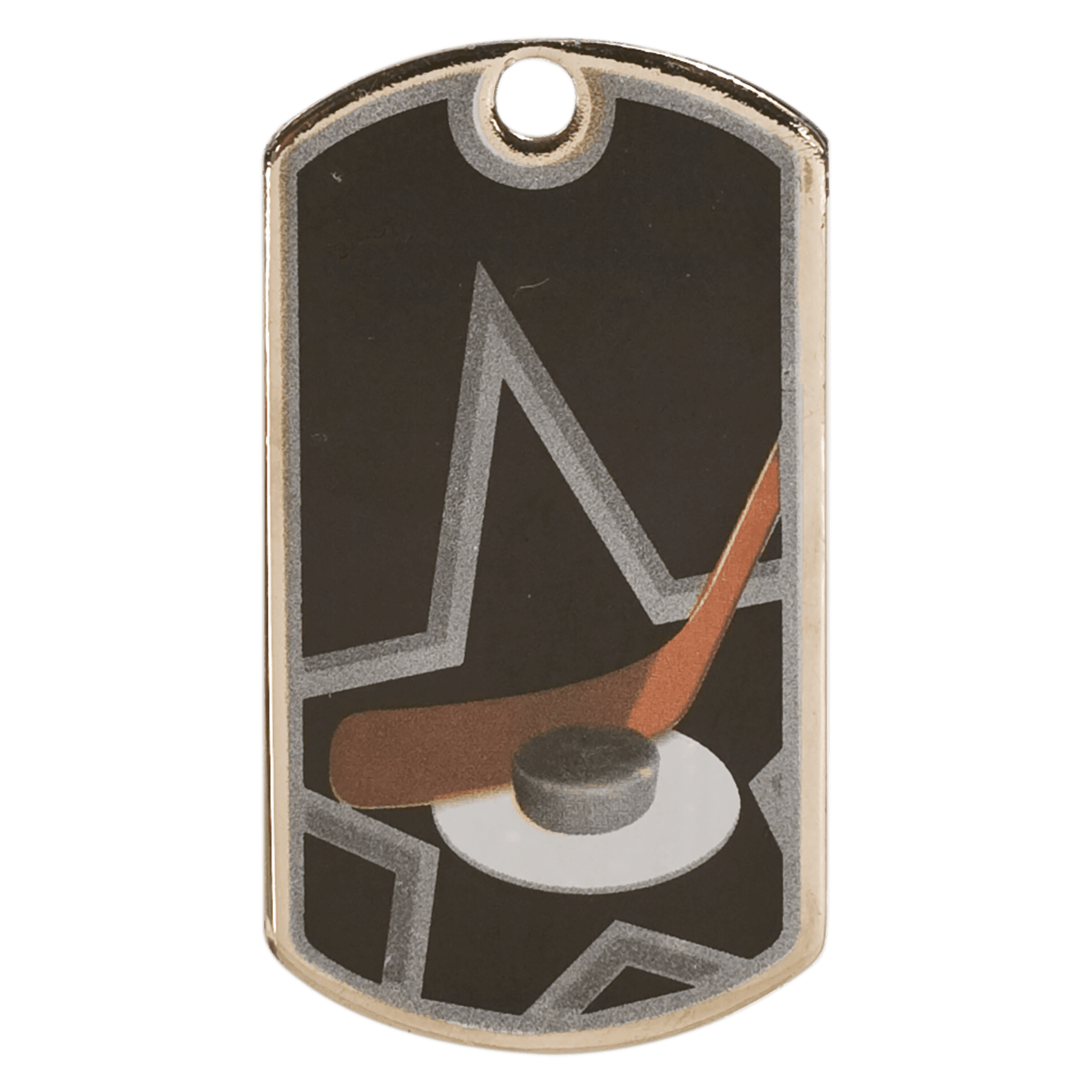 2"/Silver Hockey Laserable Star Dog Tag