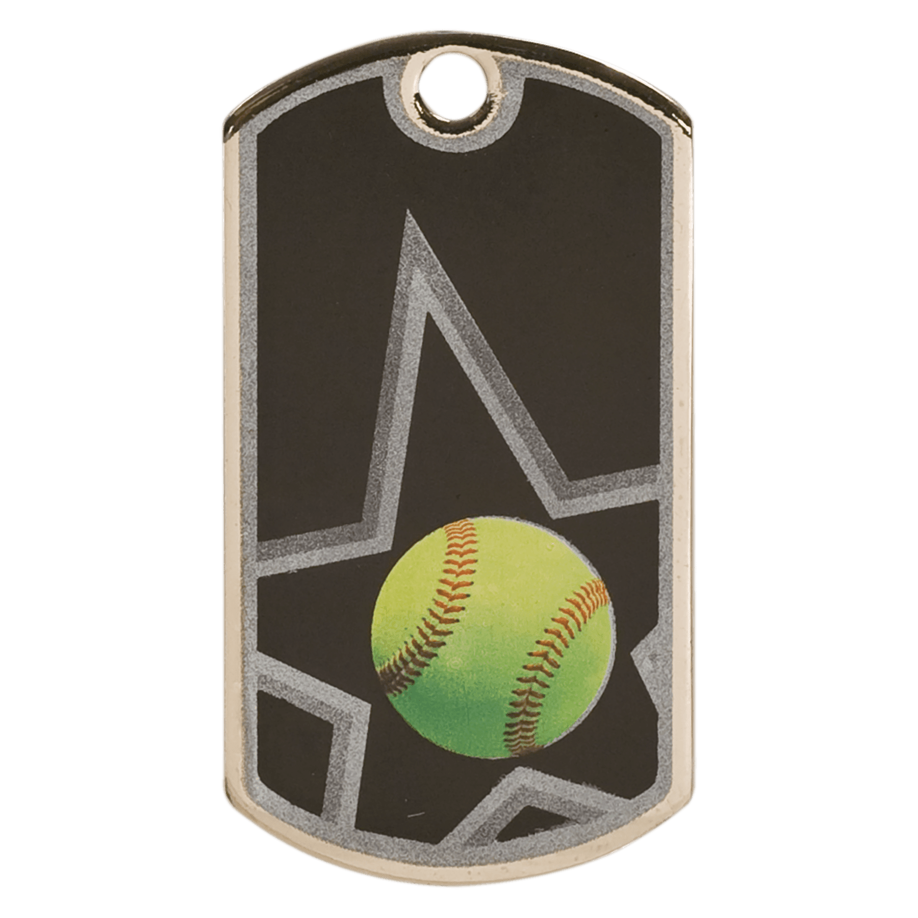 2"/Silver Softball Laserable Star Dog Tag