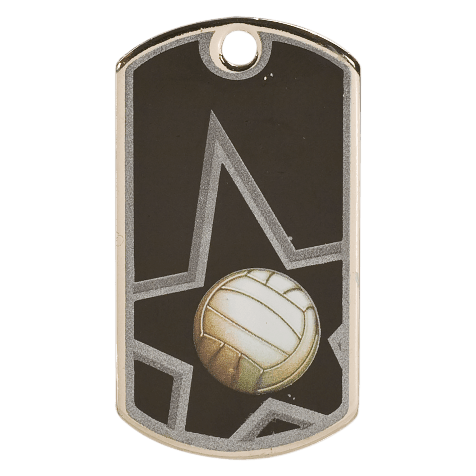 2"/Silver Volleyball Laserable Star Dog Tag