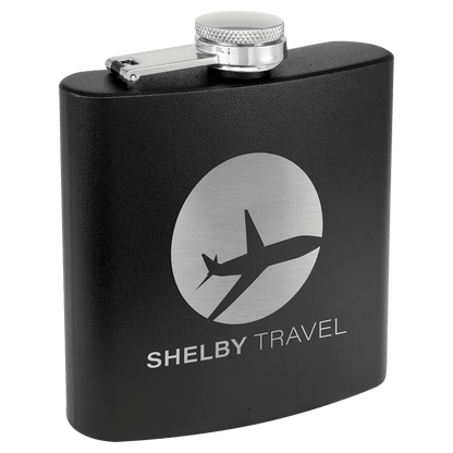 6 oz. Powder Coated Laserable Stainless Steel Flask