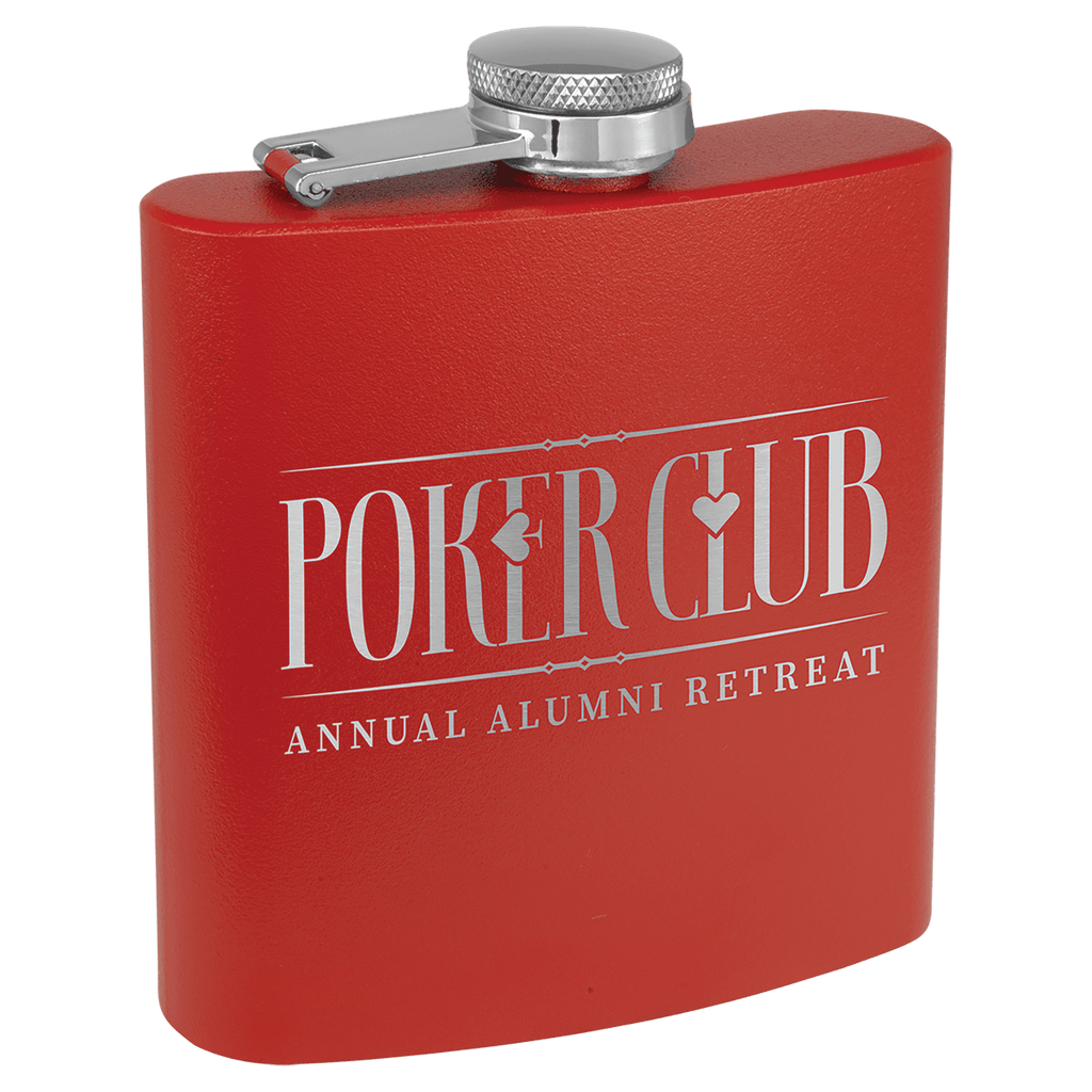 6 oz. Powder Coated Laserable Stainless Steel Flask