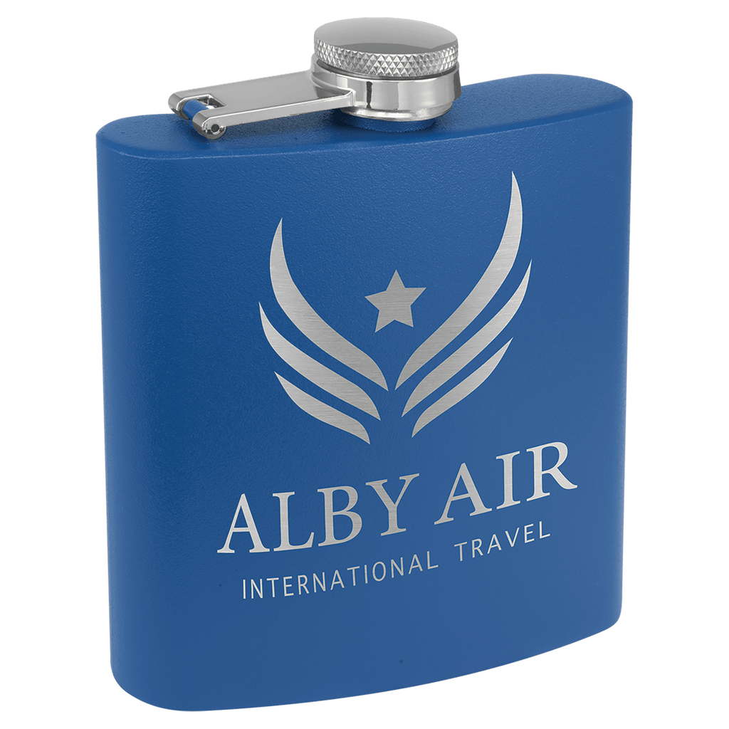 6 oz. Powder Coated Laserable Stainless Steel Flask