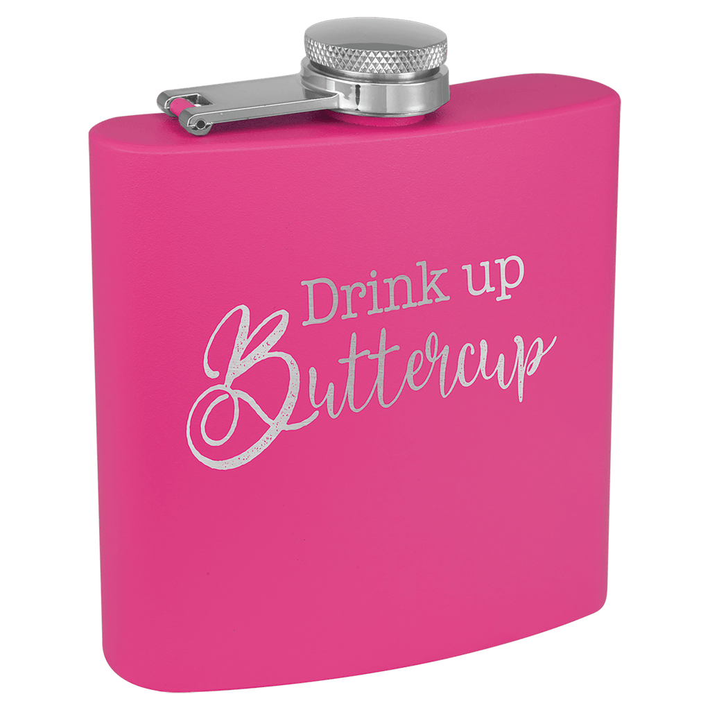 6 oz. Powder Coated Laserable Stainless Steel Flask