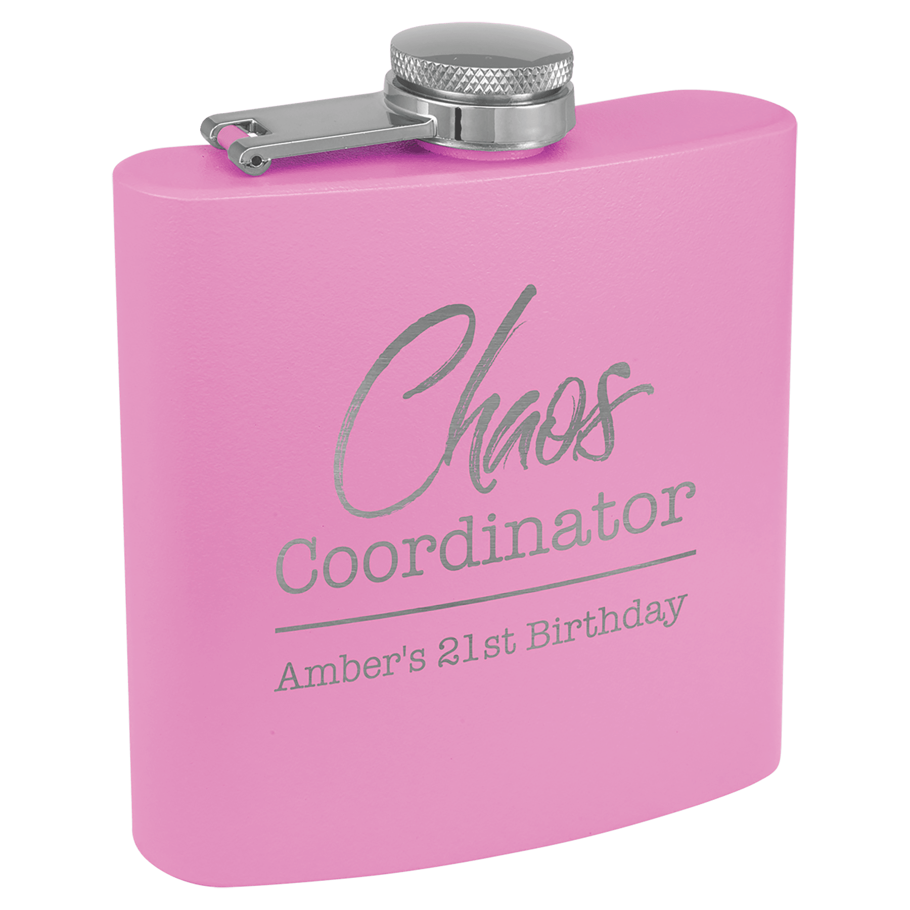 6 oz. Powder Coated Laserable Stainless Steel Flask