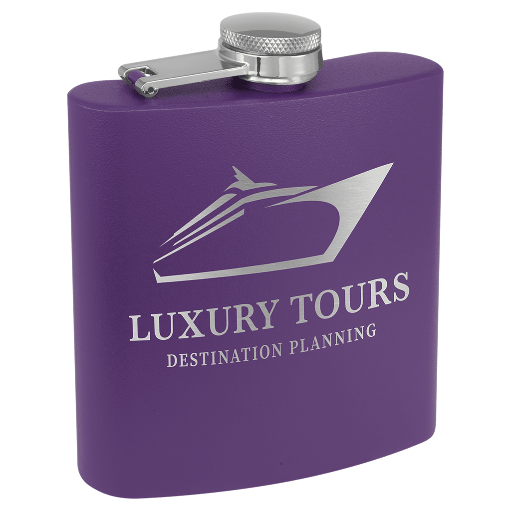 6 oz. Powder Coated Laserable Stainless Steel Flask