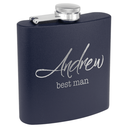 6 oz. Powder Coated Laserable Stainless Steel Flask