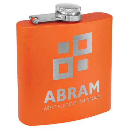 6 oz. Powder Coated Laserable Stainless Steel Flask