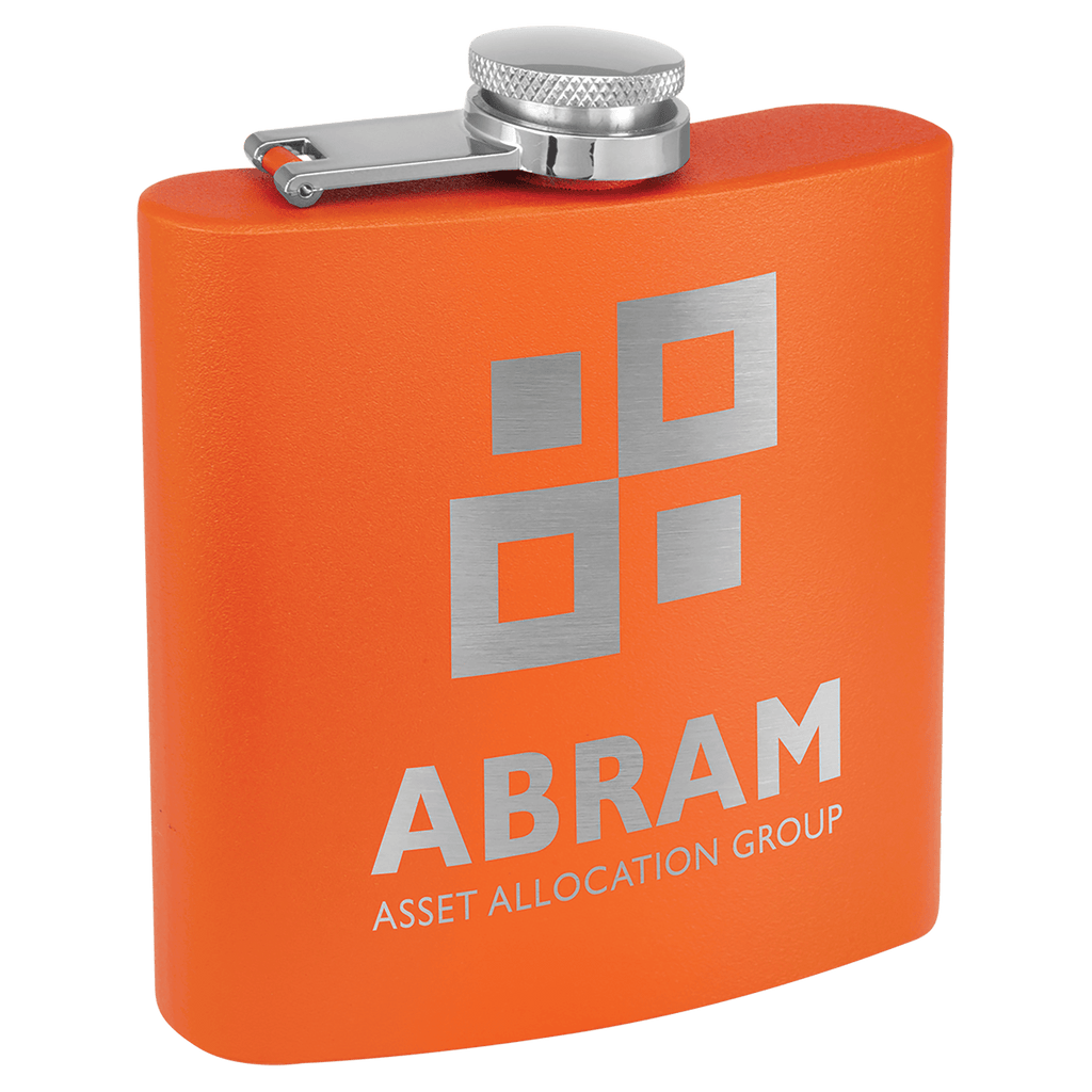 6 oz. Powder Coated Laserable Stainless Steel Flask