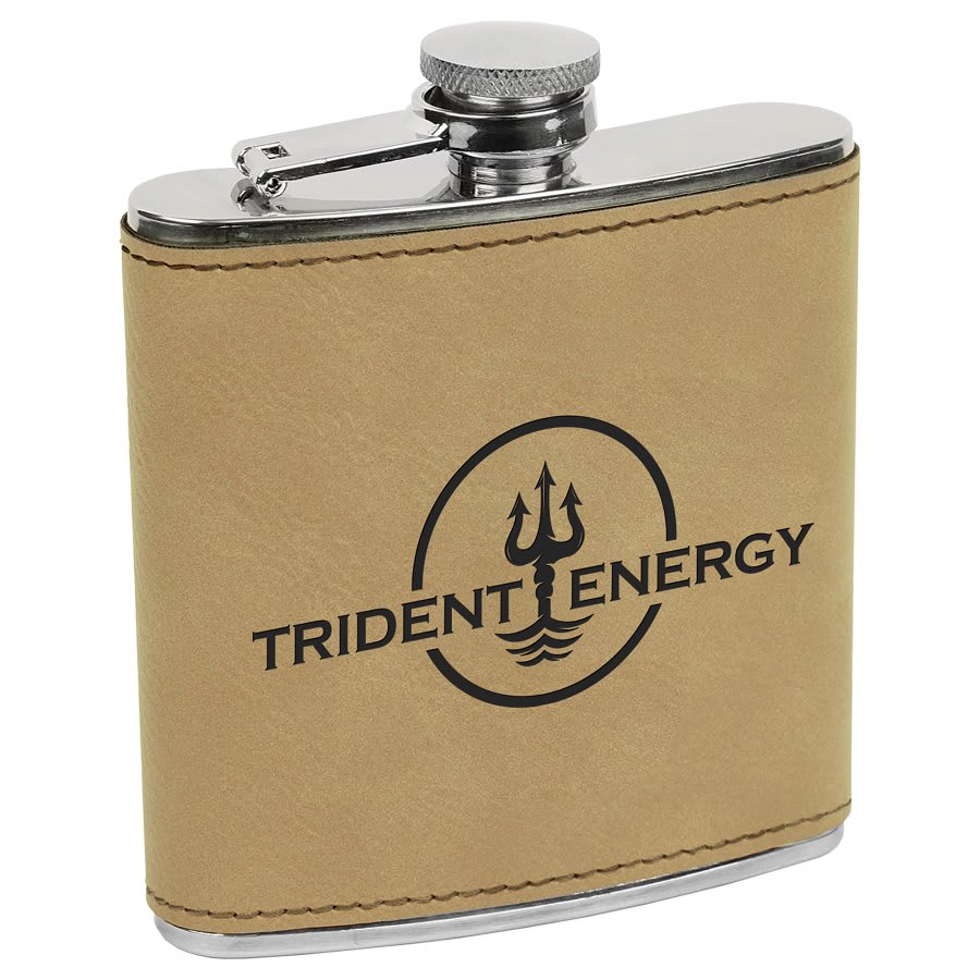 6 oz. Light Laserable Leatherette Stainless Steel Flask