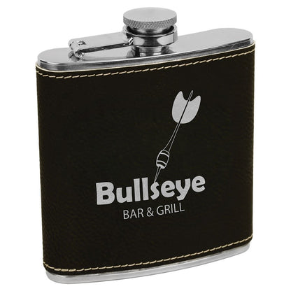 6 oz./Silver Laserable Leatherette Stainless Steel Flask