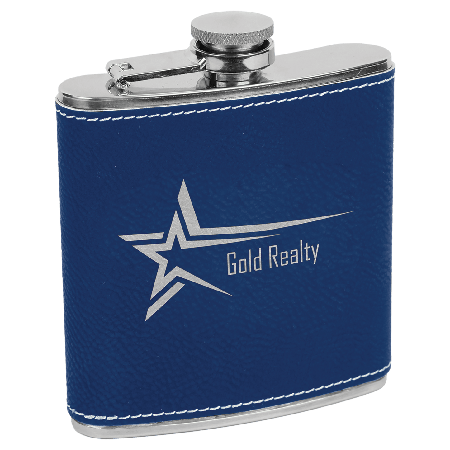 6 oz./Silver Laserable Leatherette Stainless Steel Flask