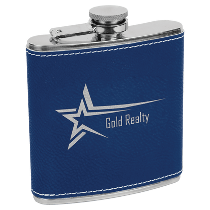 6 oz./Silver Laserable Leatherette Stainless Steel Flask